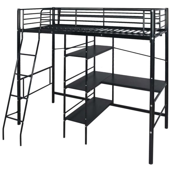 Легло с матрак Черно 200 x 90 см Метал