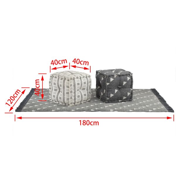 Пуфове Геометричен Сив и бял 40 x 40 x 40 cm текстил