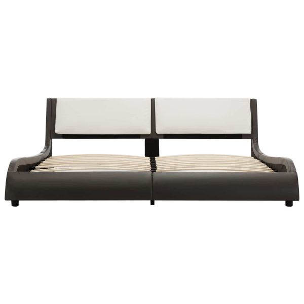 Рамка за легло Сиво и бяло 160 x 200 cm Изкуствена