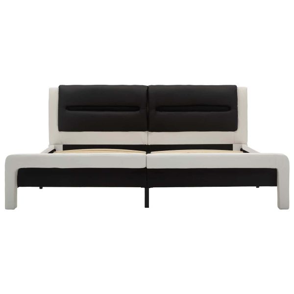 Рамка за легло с таблото Бял и черен 120 x 200 cm Изкуствена