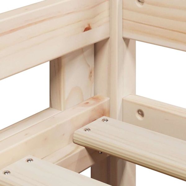 Таванско легло със стълба и покрив, 90x190 см, бор масив