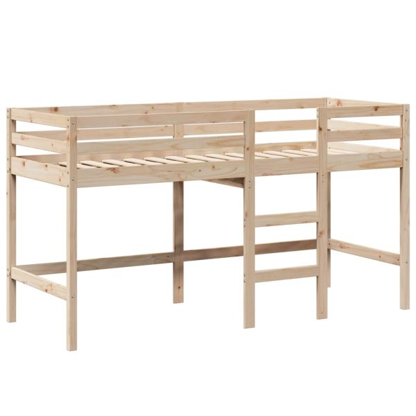 Таванско легло със стълба и покрив, 90x190 см, бор масив