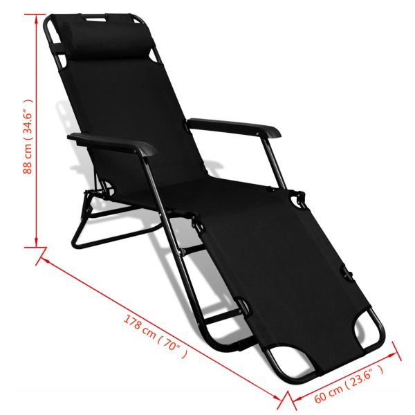 Градински стол Черно текстил