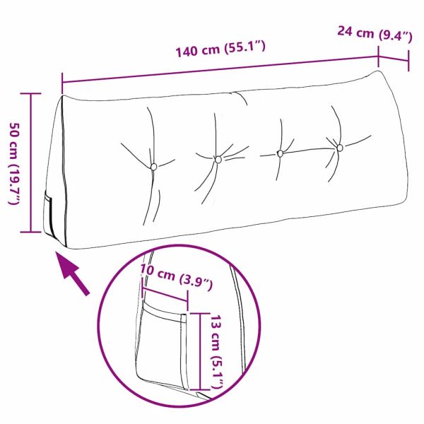 Възглавница за гръб Розово 140 x 24 x 50 см текстил