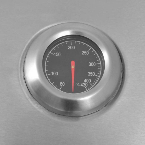 Газов грил с горелка с колело Сребрист Стомана с метален маркуч