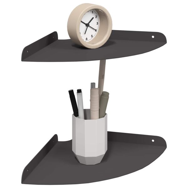 Стенен рафт с рафт със съхранение 2 pcs Черно 24 x 24 x 2 см