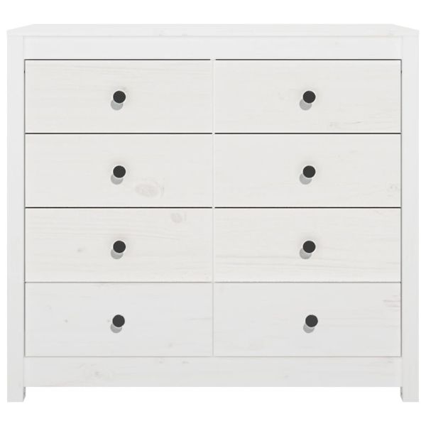 Страничен шкаф бял 100x40x90 см борово дърво масив