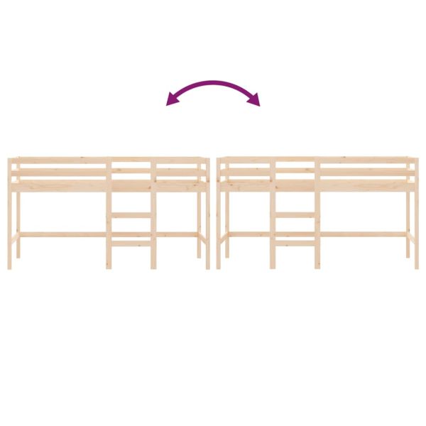 Детско високо легло със стълба, 90x190 см, бор масив