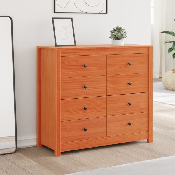 Страничен шкаф, восъчнокафяв, 100x40x90 см, борово дърво масив