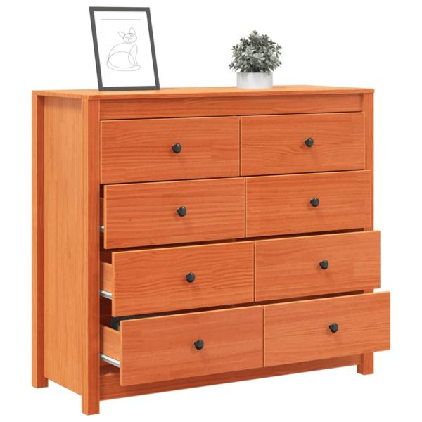 Страничен шкаф, восъчнокафяв, 100x40x90 см, борово дърво масив