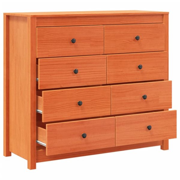 Страничен шкаф, восъчнокафяв, 100x40x90 см, борово дърво масив