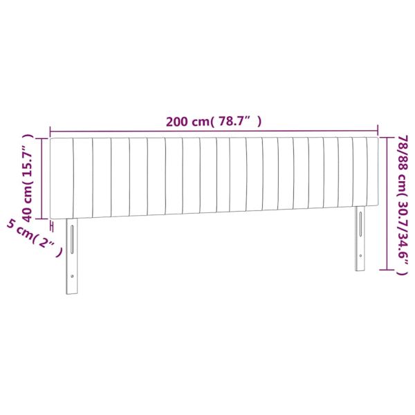 LED горна табла за легло, тъмнозелена, 200x5x78/88 см, кадифе