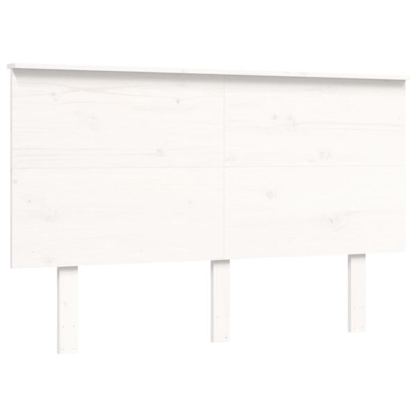 Легло за възрастни с табла, бяло, 120x200 см, масивно дърво