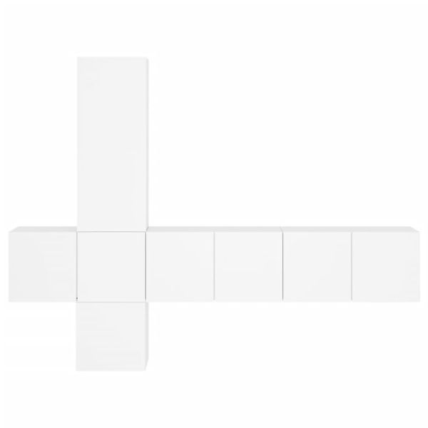 ТВ стенни модули, 5 части, бели, инженерно дърво