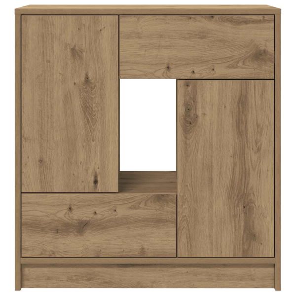 Бюфет с чекмеджета и вратички, дъб артизан, 70,5x34x74,5 см