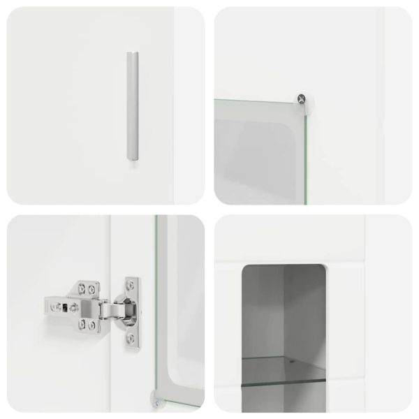 Висок шкаф с рафт с врата Бяло 60 x 35 x 182 см Инженерно дърво