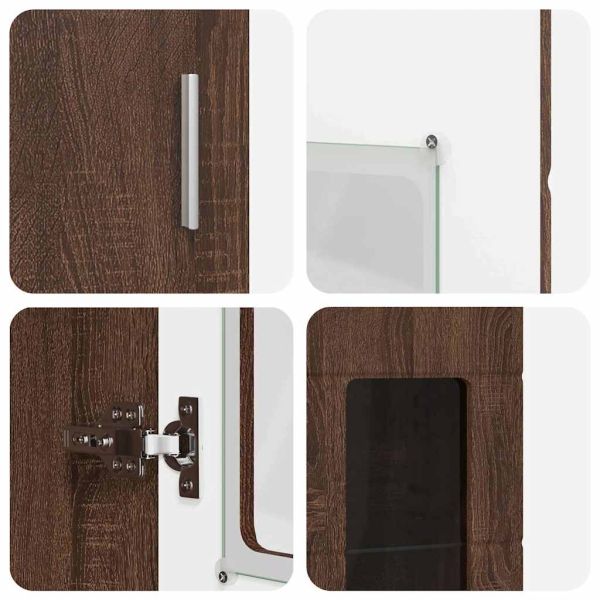 Висок шкаф с рафт Кафяв дъб 60 x 35 x 182 см Инженерно дърво