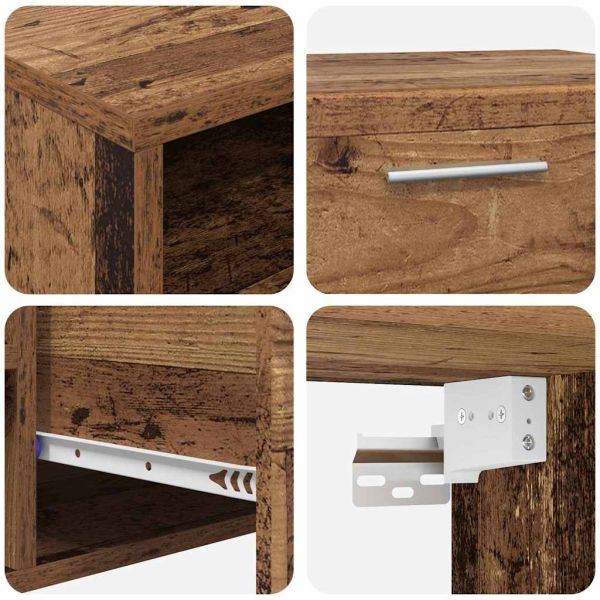 Комплект ТВ шкаф с чекмедже с рафт Старо дърво Инженерно дърво