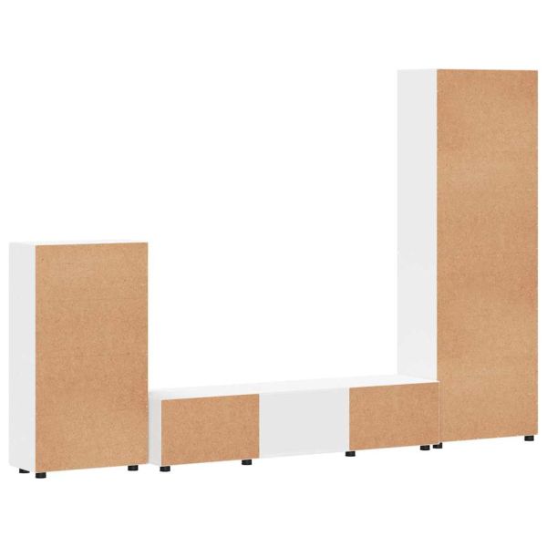 Комплект ТВ шкаф с чекмедже с рафт с врата Бяло Инженерно дърво