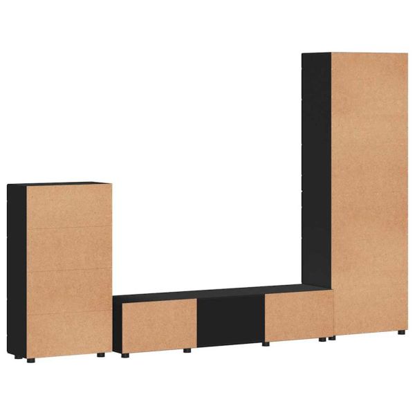 Комплект ТВ шкаф с чекмедже с рафт Черно Инженерно дърво