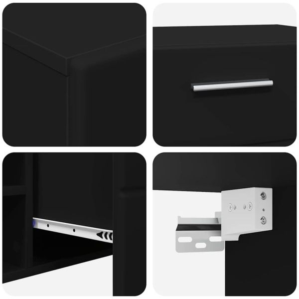 Комплект ТВ шкаф с чекмедже с рафт Черно Инженерно дърво