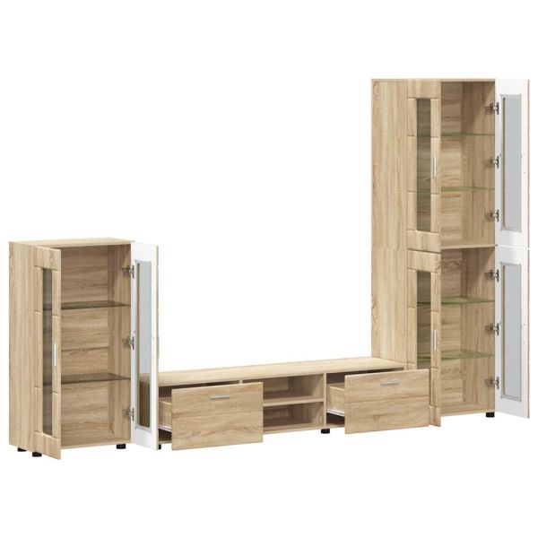 Комплект ТВ шкаф с чекмедже с рафт Сонома дъб Инженерно дърво