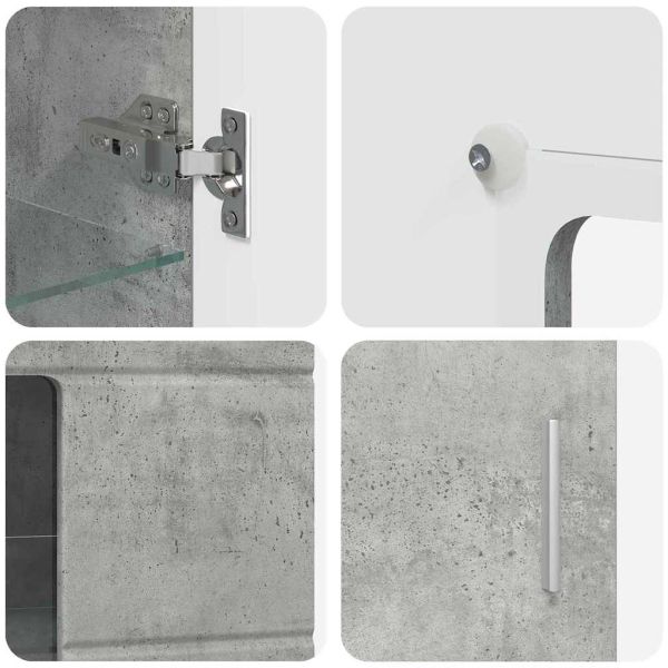 Комплект ТВ шкаф с чекмедже Циментено сиво Инженерно дърво