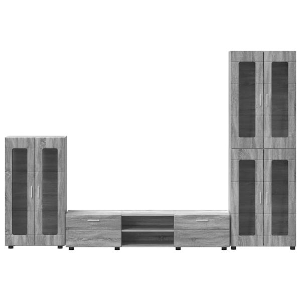 Комплект ТВ шкаф с чекмедже с рафт Сив Сонома Инженерно дърво
