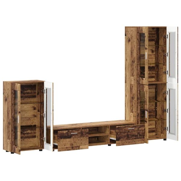 Комплект ТВ шкаф с чекмедже с рафт Старо дърво Инженерно дърво