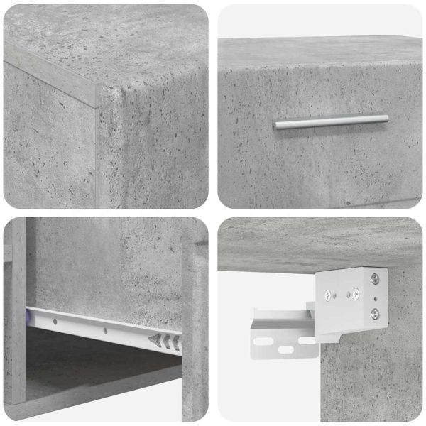 Комплект ТВ шкаф с чекмедже Циментено сиво Инженерно дърво