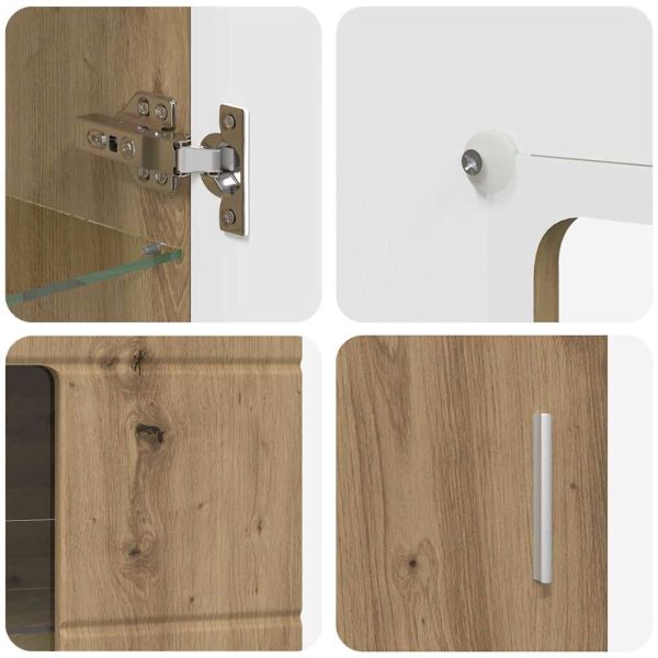 Комплект ТВ шкаф с чекмедже с рафт с врата Дъб Инженерно дърво