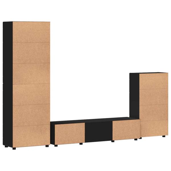 Комплект ТВ шкаф с чекмедже с рафт Черно Инженерно дърво