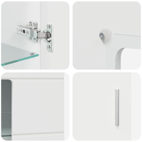 Комплект ТВ шкаф с чекмедже с рафт Лъскаво бяло Инженерно дърво