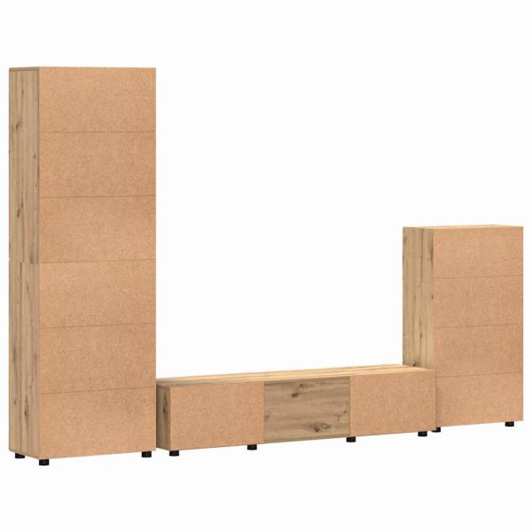 Комплект ТВ шкаф с чекмедже с рафт с врата Дъб Инженерно дърво