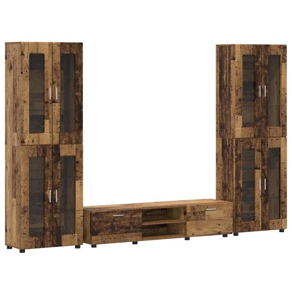 Комплект ТВ шкаф с чекмедже с рафт Старо дърво Инженерно дърво
