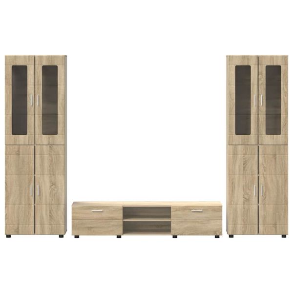 Комплект ТВ шкаф с чекмедже с рафт Сонома дъб Инженерно дърво