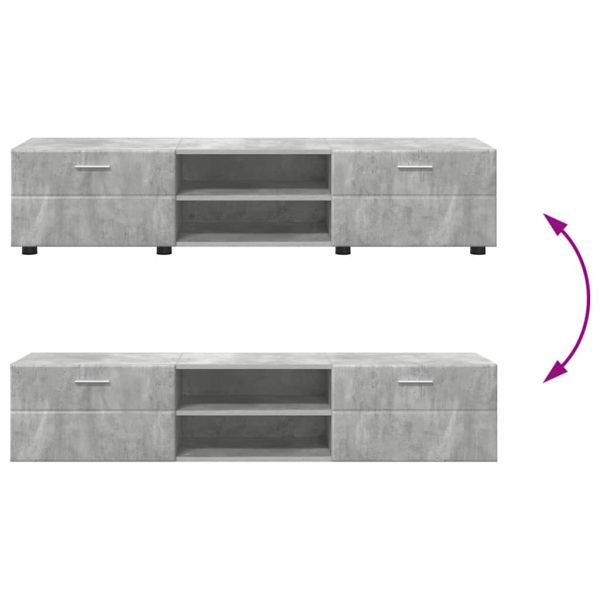 Комплект ТВ шкаф с чекмедже Циментено сиво Инженерно дърво