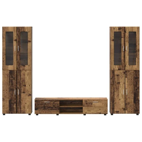 Комплект ТВ шкаф с чекмедже с рафт Старо дърво Инженерно дърво