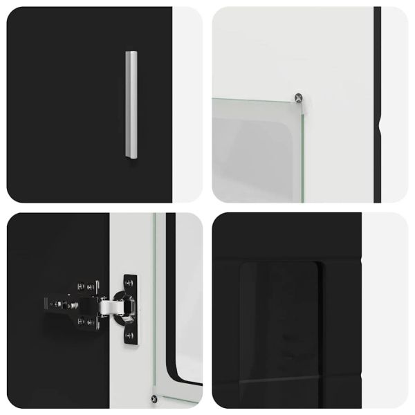 Комплект ТВ шкаф с чекмедже с рафт Черно Инженерно дърво