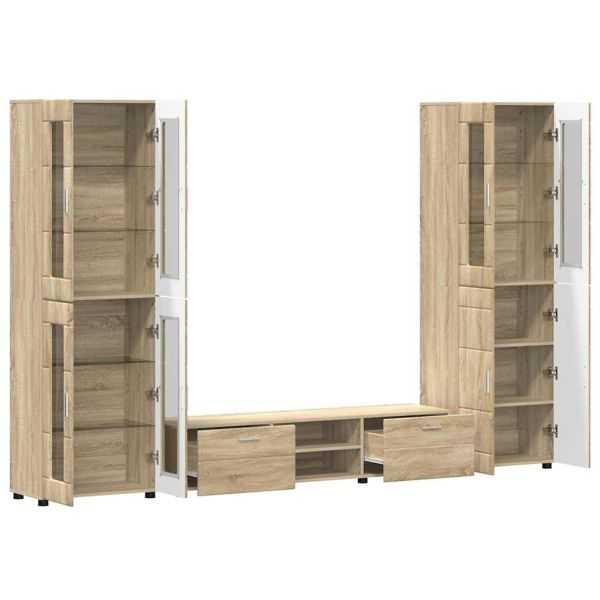Комплект ТВ шкаф с чекмедже с рафт Сонома дъб Инженерно дърво