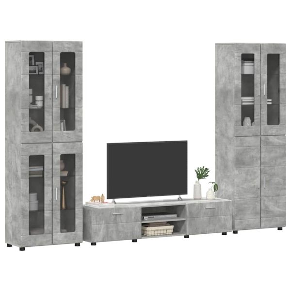 Комплект ТВ шкаф с рафт FLORIN Циментено сиво Инженерно дърво