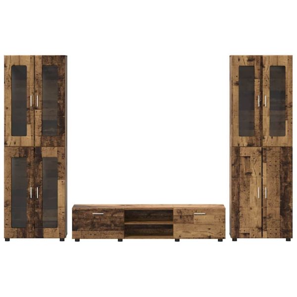Комплект ТВ шкаф с чекмедже с рафт Старо дърво Инженерно дърво