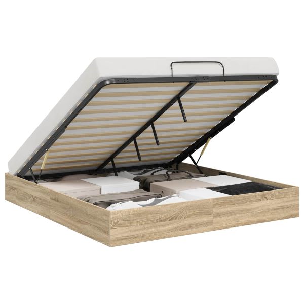 Отоманско легло със съхранение Сонома дъб 193 x 120 x 25 см ПДЧ