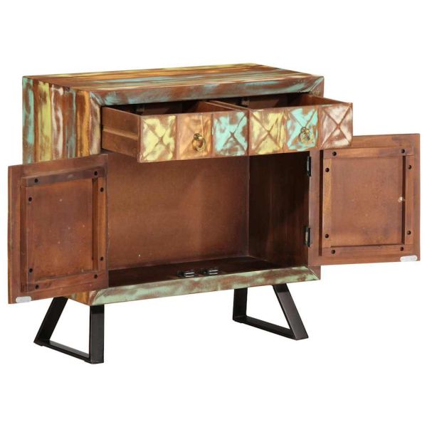 Шкаф с чекмеджета пъстър 70x35x70 см регенерирано дърво масив