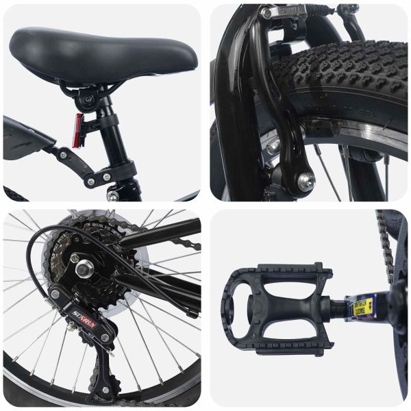 Детски Велосипед 20 инча 6-Speed за 6–11 години Черно