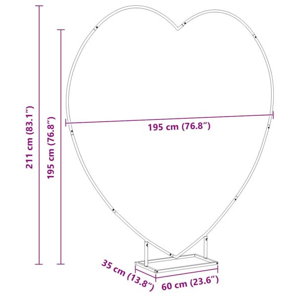 Сватбена арка Бяло 195 x 35 x 211 см Стомана