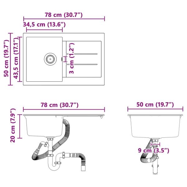 Мивка Бежово 780 x 500 мм 80% Кварц и 20% Смола