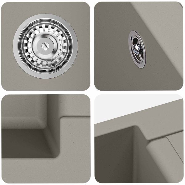 Мивка Сив 780 x 500 мм 80% Кварц и 20% Смола