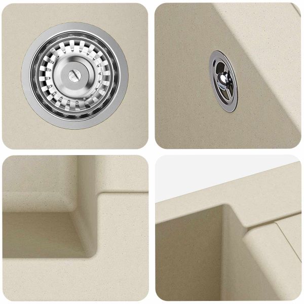 Мивка Бежово 780 x 500 мм 80% Кварц и 20% Смола