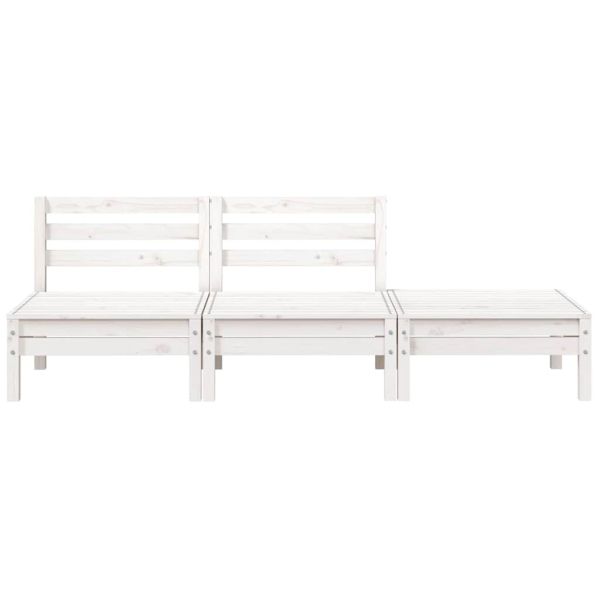 Градински диван, 3-местен, бял, бор масив